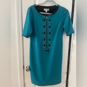 Teal knee length zipper dress brand new very cute